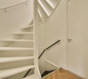 A white spiral staircase A white spiral staircase
