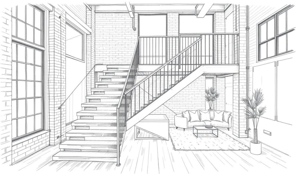 Industrie-Chic Design gerade Treppe Industrie-Chic Design gerade Treppe